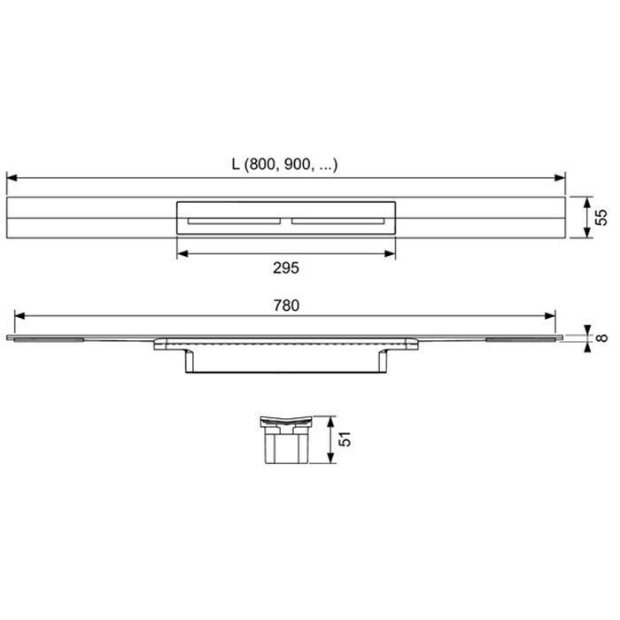 Профиль для душа TECEdrainprofile, 1000 мм, PVD Polished Black Chrome Профиль для душа TECEdrainprofile, 1000 мм, PVD Polished Black Chrome