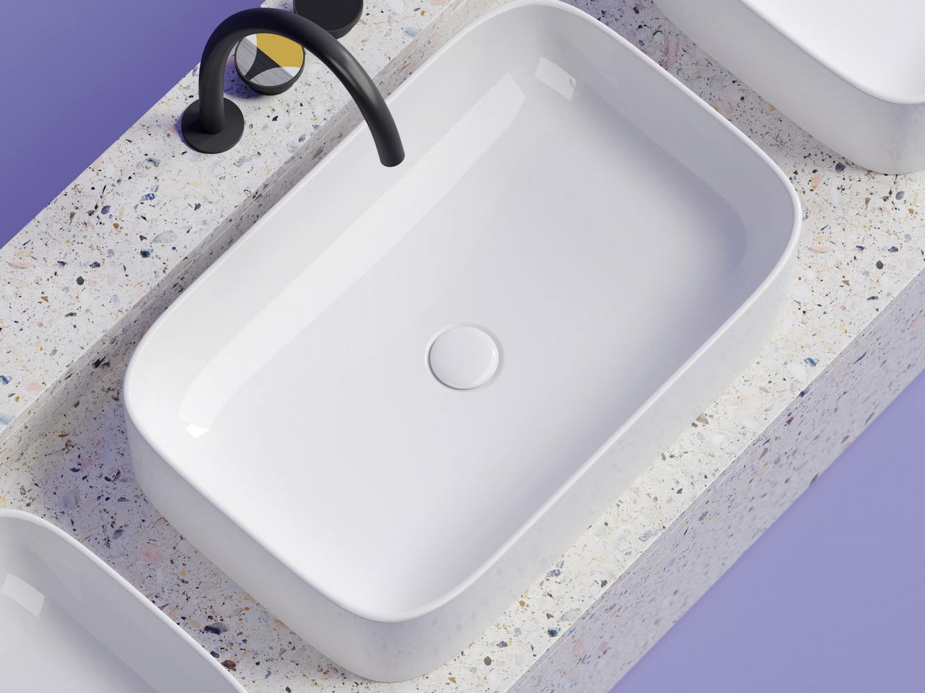 Умывальник чаша накладная прямоугольная Элемент (Element) 605x380x150мм, артикул CN6053