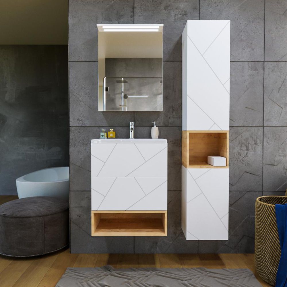 Шкаф навесной Бриклаер КРИСТАЛЛ 35х90 см, белый