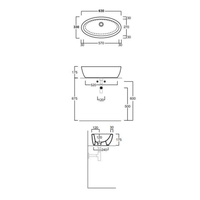 Simas Lft Spazio раковина накладная 63x33см без отв-я под смеситель, цвет черный глянцевый