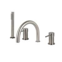 FIMA|Carlo Frattini Spillo Steel Смеситель на борт ванны двойной, с изливом, с душевым комплектом, цвет INOX