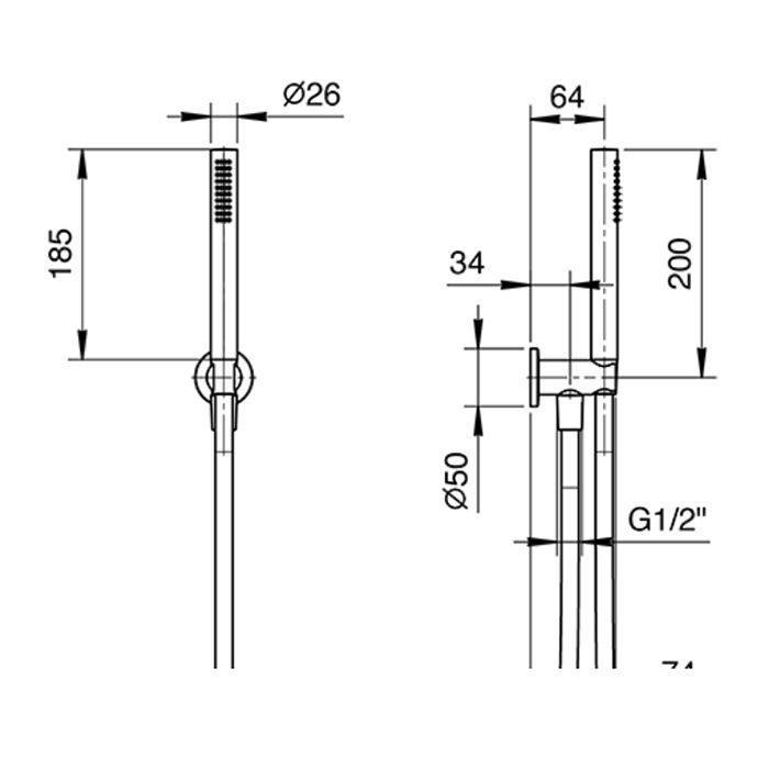 Fantini Nostromo Ручной душ с держателем и шлангом, цвет Matt British Gold PVD
