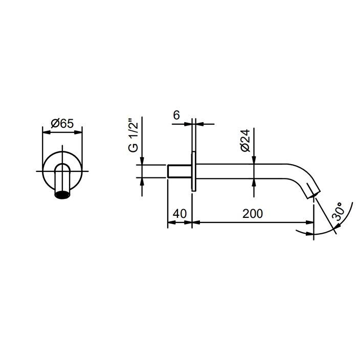 Fantini Nostromo Излив смесителя со стены для раковины, излив 20 см, цвет: хром