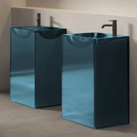 Раковина, DEA Design, Pedestal Basin, ширина, мм-495, глубина, мм-455, высота, мм-880, тип установки-напольный, отверстия для смесителя-отсутствуют, без перелива, материал-Glasstech, цвет-Dark Blue