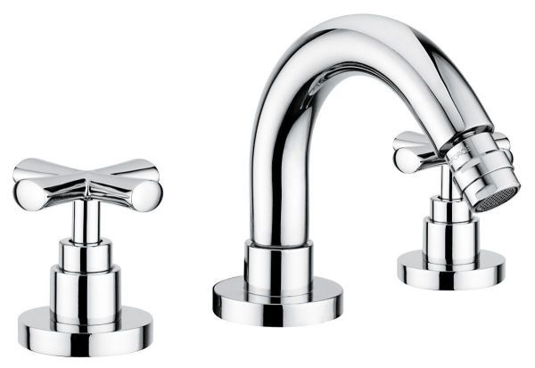 Emmevi Spirit New, двухвентильный смеситель для биде на 3 отверстия с донным клапаном, цвет хром