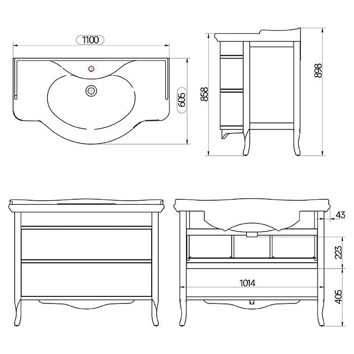 TW Armony, База с раковиной Azzurra GIU200110/ALZA bi*1, 112*62см, 2 ящика, доводчики Blum, цвет: moka, ручки: бронза TW Armony, База с раковиной Azzurra GIU200110/ALZA bi*1, 112*62см, 2 ящика, доводчики Blum, цвет: moka, ручки: бронза