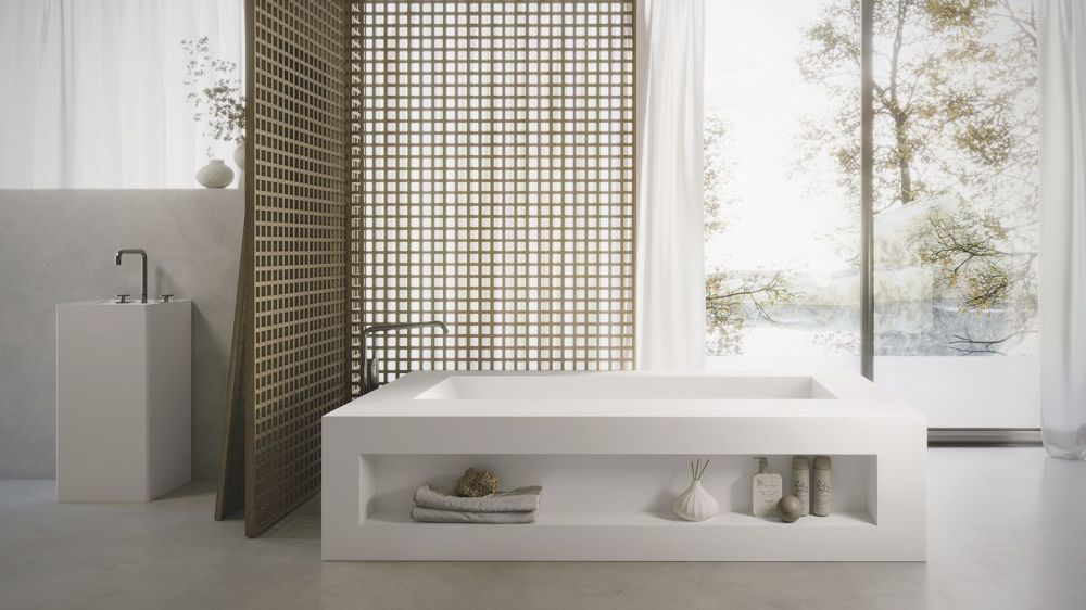 Zenon Ember, напольная раковина квадратной формы с отверстием под смеситель, 40х40хh85 см, цвет белый матовый, артикул 4000.000.000.000.42154