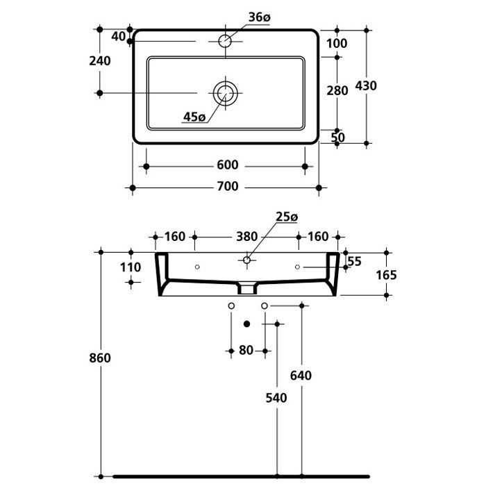 Kerasan Ego раковина 70х43 с 1 отверстием под смеситель, цвет белый