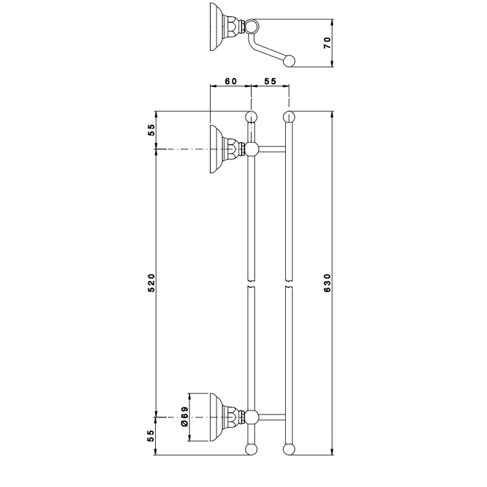 Nicolazzi Accessori Classica Полотенцедержатель двойной, цвет: хром Nicolazzi Accessori Classica Полотенцедержатель двойной, цвет: хром
