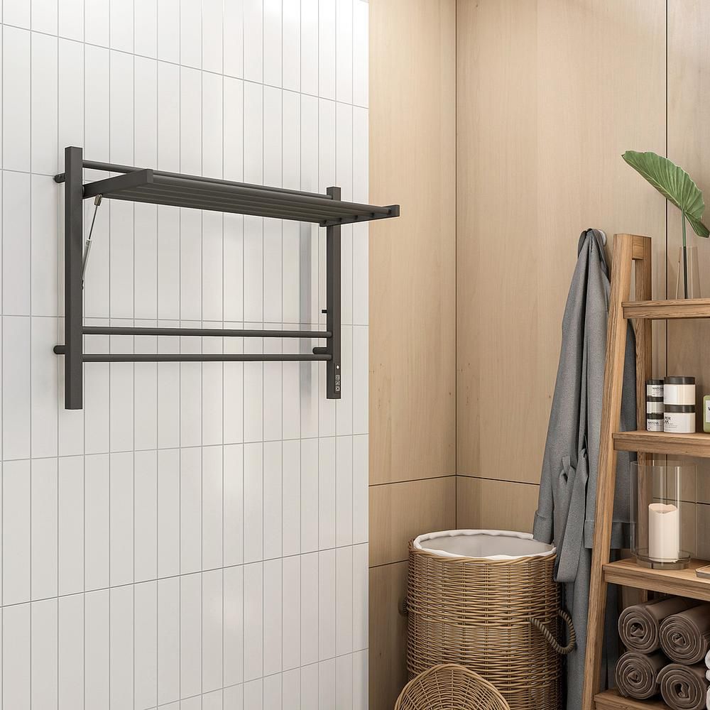 Полотенцесушитель электрический с полкой Terminus Горизонт П8 80х60 КС, черный муар, артикул 4670078543608