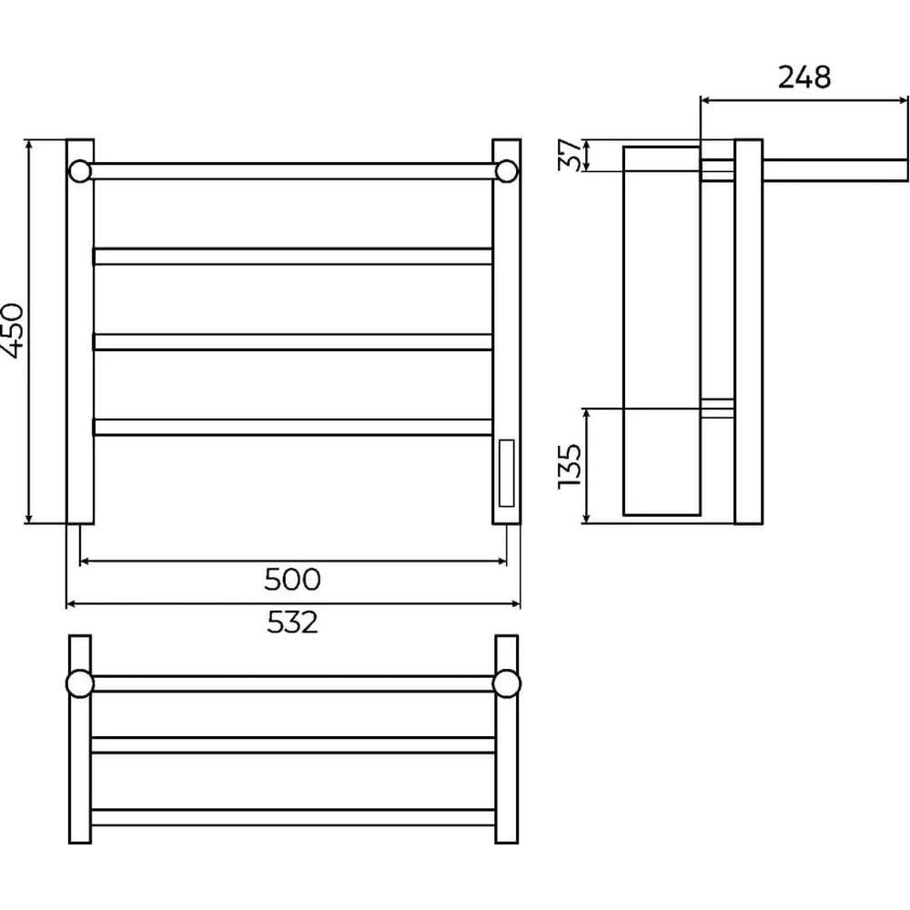 Полотенцесушитель электрический с полкой Terminus Аврора П4 50х45, артикул 4670078556776