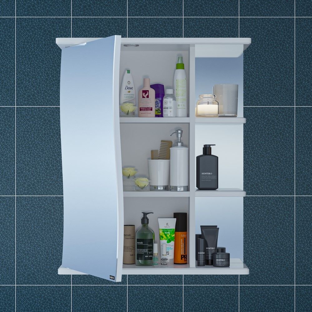 Зеркальный шкаф СаНта Волна 60 с подсветкой, левый 101015