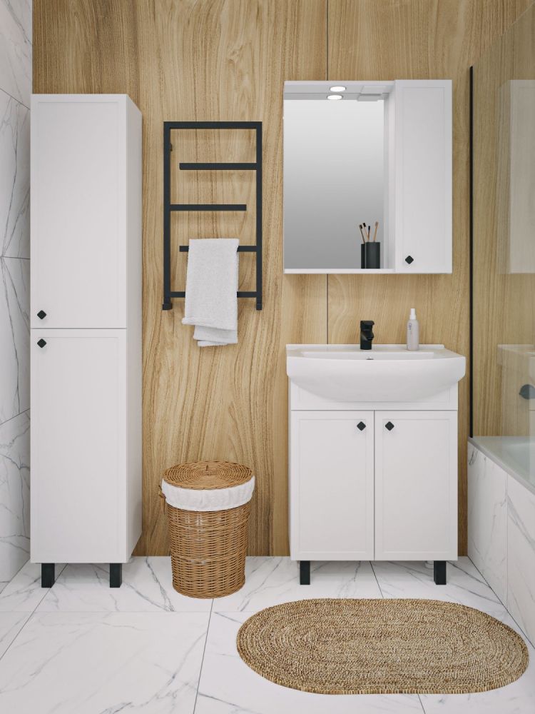 Тумба Runo Римини 65 белая под умывальник 00-00001182 (Best 65) (00-00001254), артикул 00-00001254