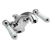 Devon Dandy Смеситель для раковины на 1 отв., с донным клапаном, c ручками белыми, изменилась форма носика, цвет: хром