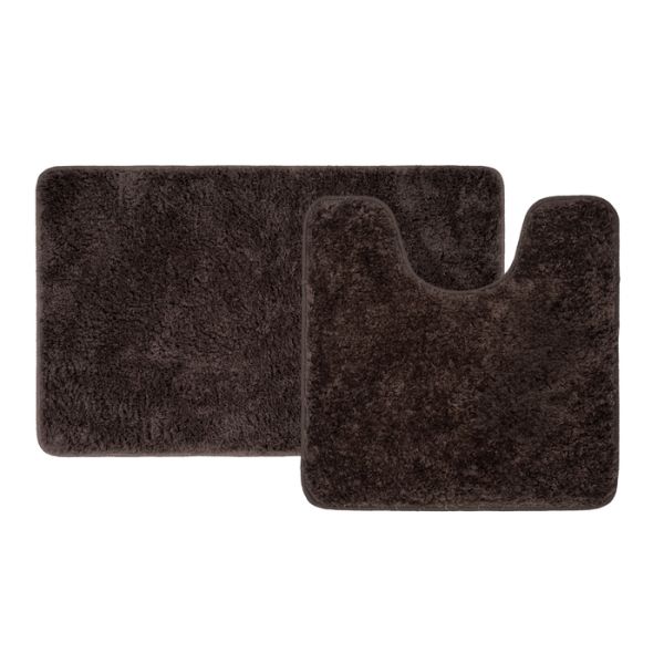 Набор ковриков для ванной комнаты, 50х80 + 50х50, микрофибра, темно--коричневый, IDDIS, BSET08Mi13