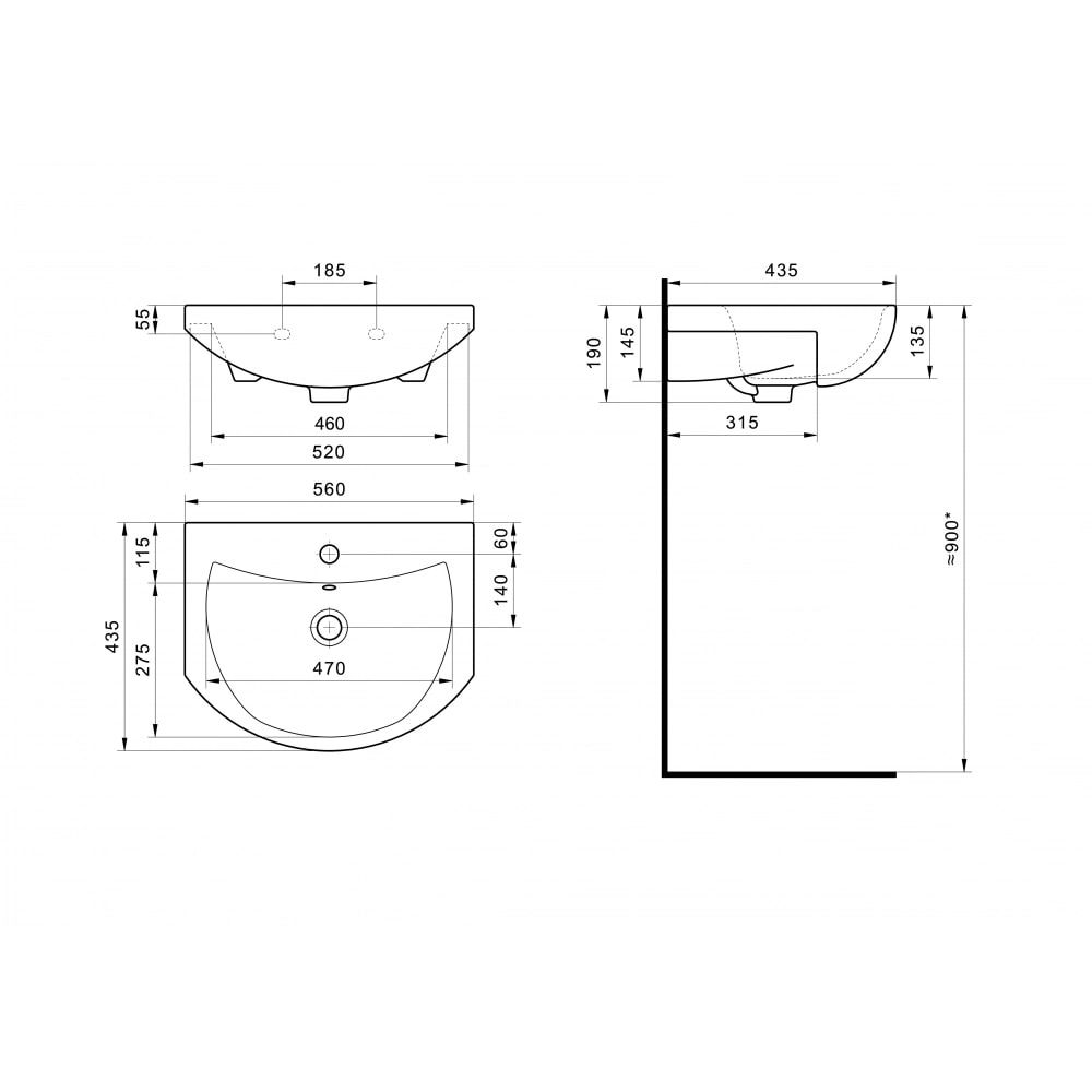 Раковина Santek Балтика 1.WH50.1.702, 55 см, артикул 1.WH50.1.702