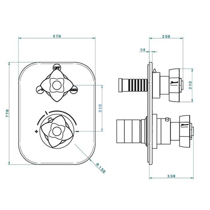 THG Встраиваемая часть термостатического смесителя, с переключателем на 2 положения, артикул G00-A00-5500AE
