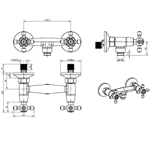 Смеситель для душа, Camelia золото, артикул 294-Camelia