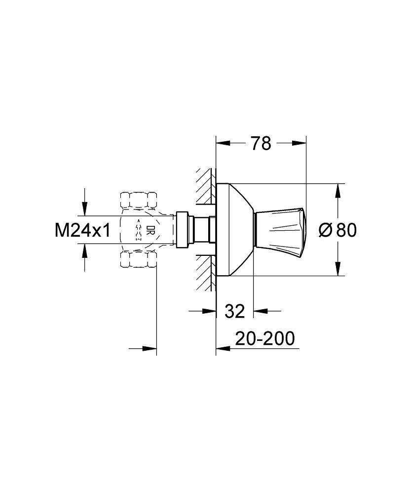 Внешняя часть вентиля GROHE Costa L, красная маркировка, хром (19807001)