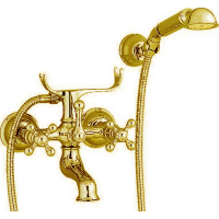 CISAL Arcana Смеситель настенный для ванны/душа с ручной лейкой,держателем и шлангом, цвет золото
