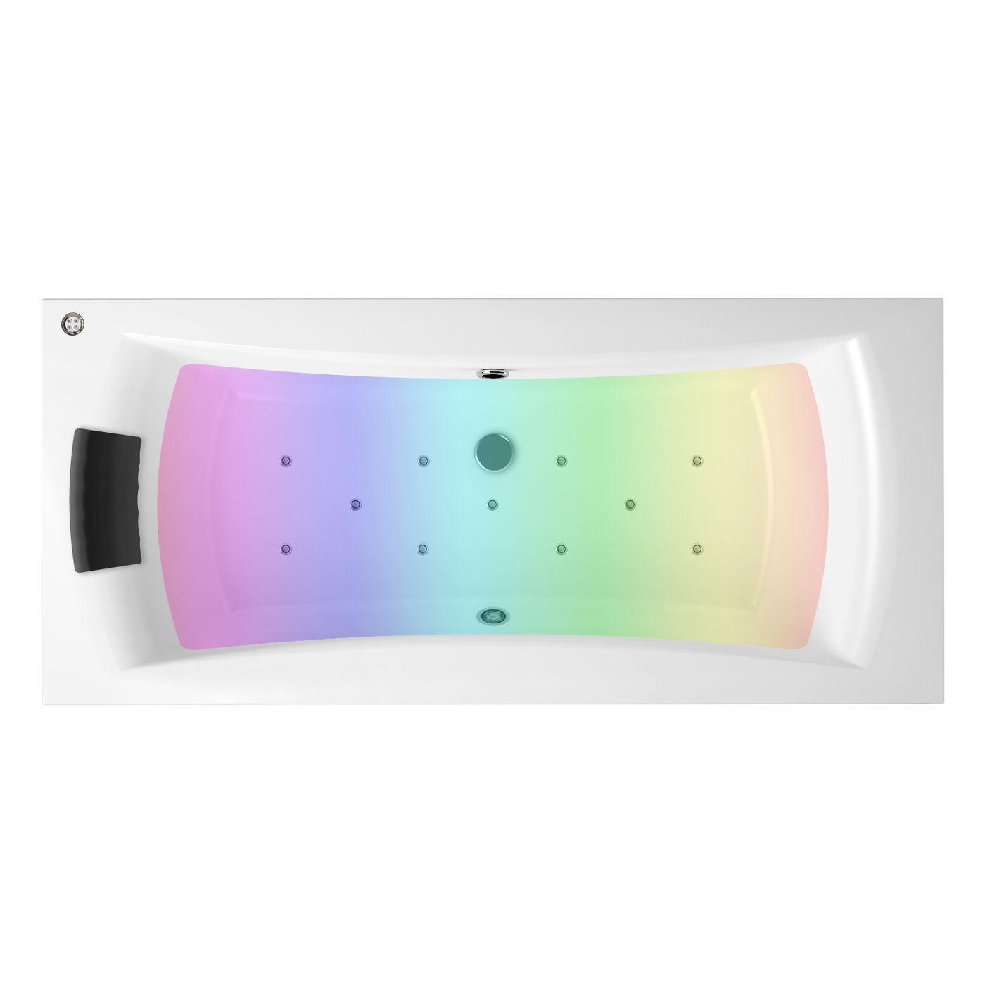 Аэромассажный комплект с хромотерапией 5 в 1 Lavinia Boho Evan 363050AC, акриловая ванна 170x75 см, каркас с монтажным набором, подголовник, хромотерапия, аэромассаж