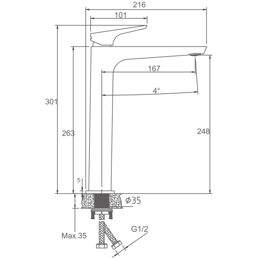 Смеситель для раковины HAIBA оружейная сталь (HB11726-3), артикул HB11726-3