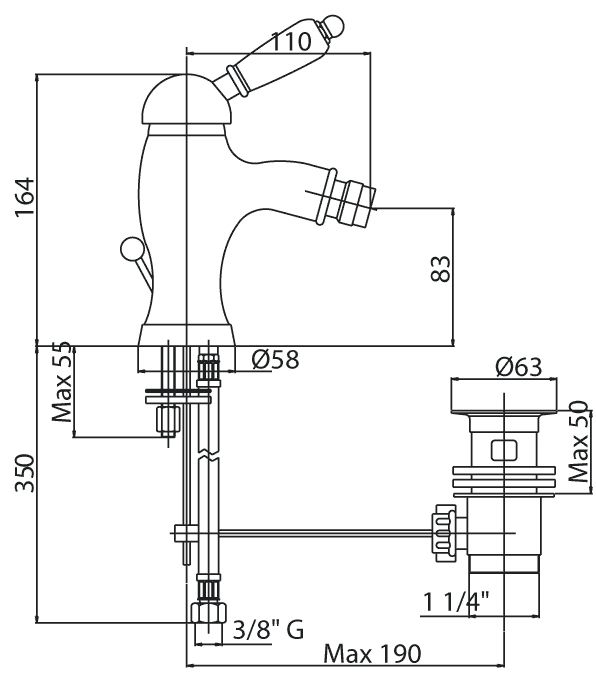 Смеситель для биде Cezares Elite ELITE-BSM1-01-M Хром