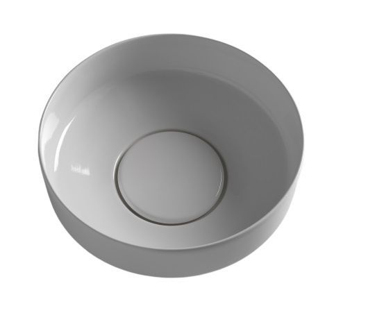 White Ceramic Was, накладная/с установкой на пьедестал круглая раковина 40x18h см, с накладкой, цвет черный матовый