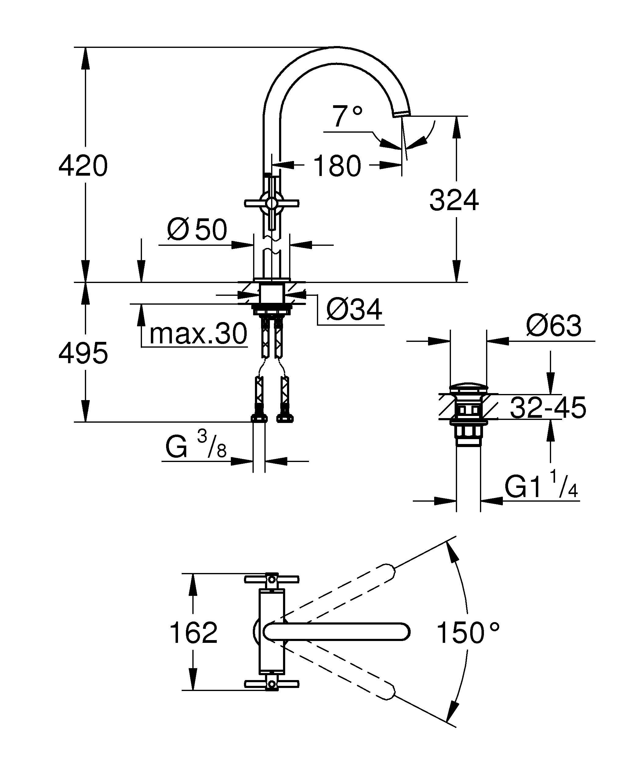 Смеситель GROHE Atrio New двухвентильный для раковины на 1 отверстие, хром (21044003) Смеситель GROHE Atrio New двухвентильный для раковины на 1 отверстие, хром (21044003)