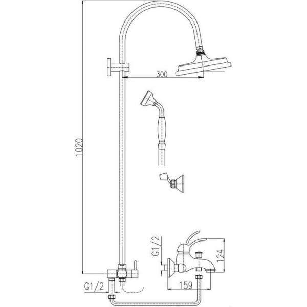 Душевая система Rav Slezak Labe L554.5/3Z