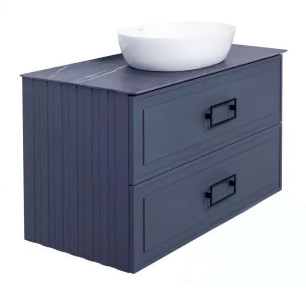 Тумба под раковину подвесная La Fenice Cubo TWIN FNC-01-CUB-BG-90-2, синяя