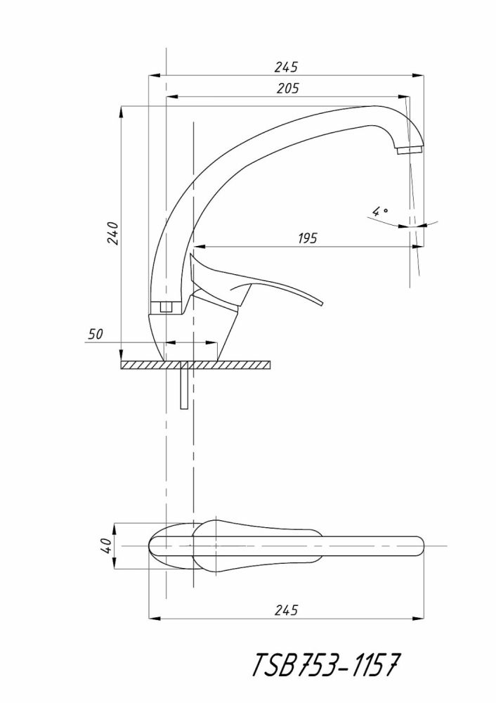 Смеситель для кухни TSARSBERG (TSB-753-1157) тип См-МОЦБА, артикул TSB-753-1157