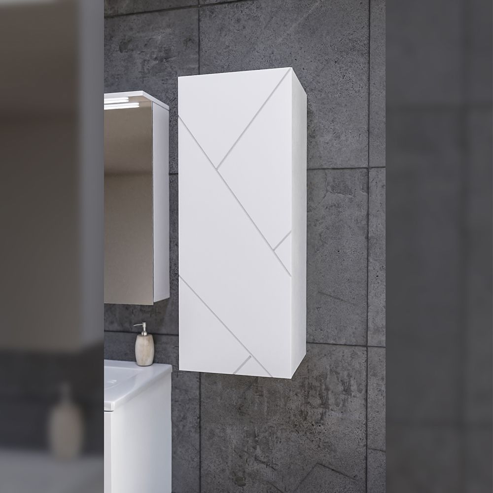 Шкаф навесной Бриклаер КРИСТАЛЛ 35х90 см, белый