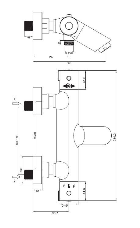Смеситель-термостат для ванны Mikros, артикул:T3054, ESKO, артикул T3054