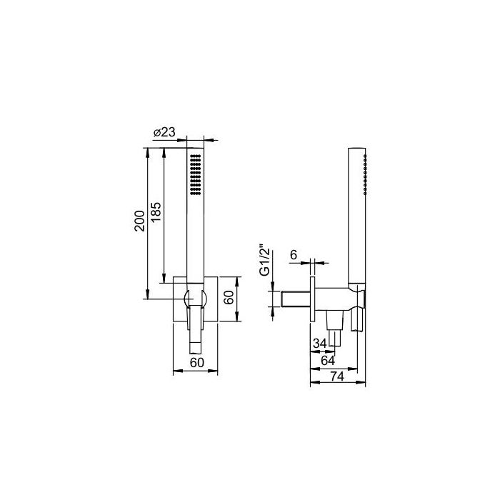 Душевой набор, Fantini, AK/25, форма лейки-цилиндрическая, держатель для душа-есть, шланг-есть, длина шланга, мм-1500, шланговое подключение-есть, цвет-Matt Gun Metal PVD, впуск 1/2''