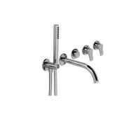 Fantini AL/23 Смеситель для ванны, встраиваемый, на 2 источника, излив 190мм, (наружняя часть), цвет: хром