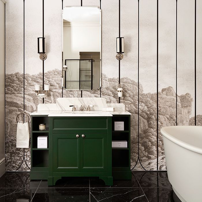 Devon Flair  Тумба под раковину 128х102 см, со столешницей из мрамора CALACATTA BORGHINI, раковина WHITE50 , цвет мебели  ENGLISH GREEN, артикул FLAIREGCAL