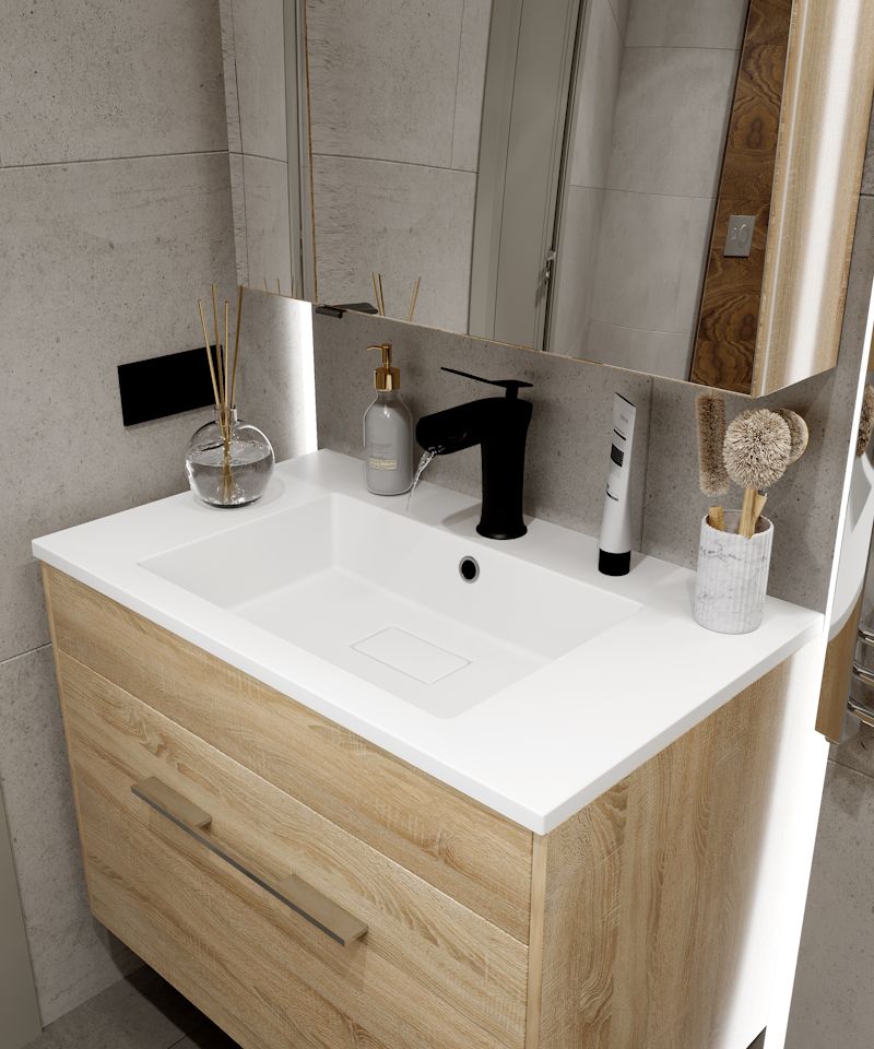 Раковина Florentina Персона 80 см 10.240.00800.001, белая, артикул 10.240.00800.001