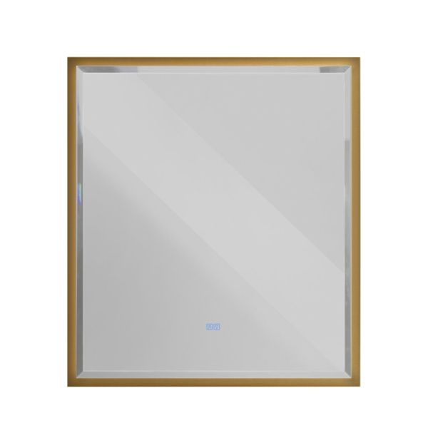 INTERNI Интерьерное зеркало с контурной подсветкой, сенсорным выключателем и подогревом CZR-SPC-INT-1000-900-LED-TCH-WARM-BORO, 1000x900, Браш. золото