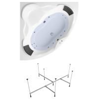 Гидромассажный комплект 4 в 1 Lavinia Boho Elegant 36187H00, акриловая ванна 140x140 см, каркас с монтажным набором, подголовник, гидромассаж