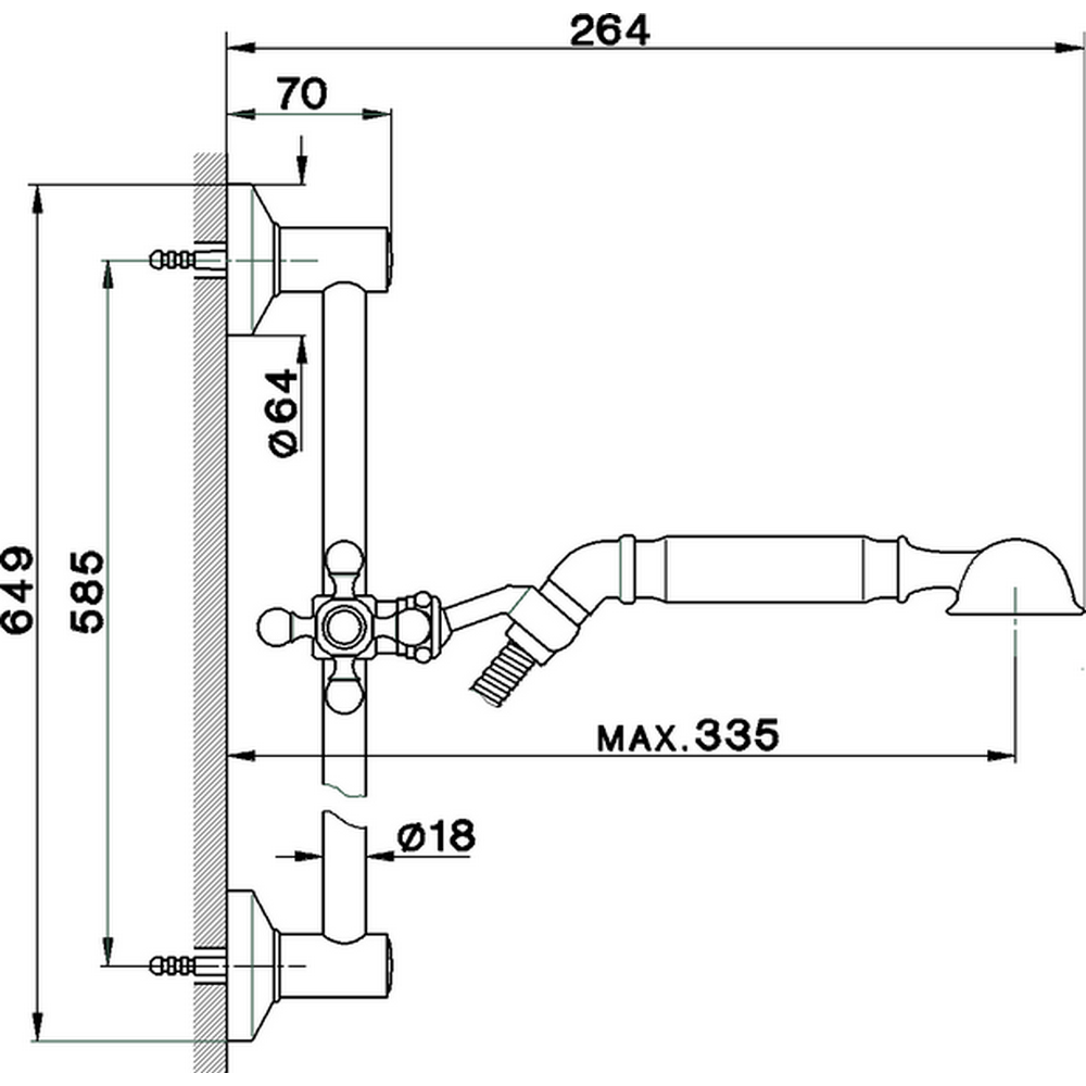 CISAL Shower Душевой гарнитур:ручная лейка,шланг 150 см,штанга 60 см, цвет бронза