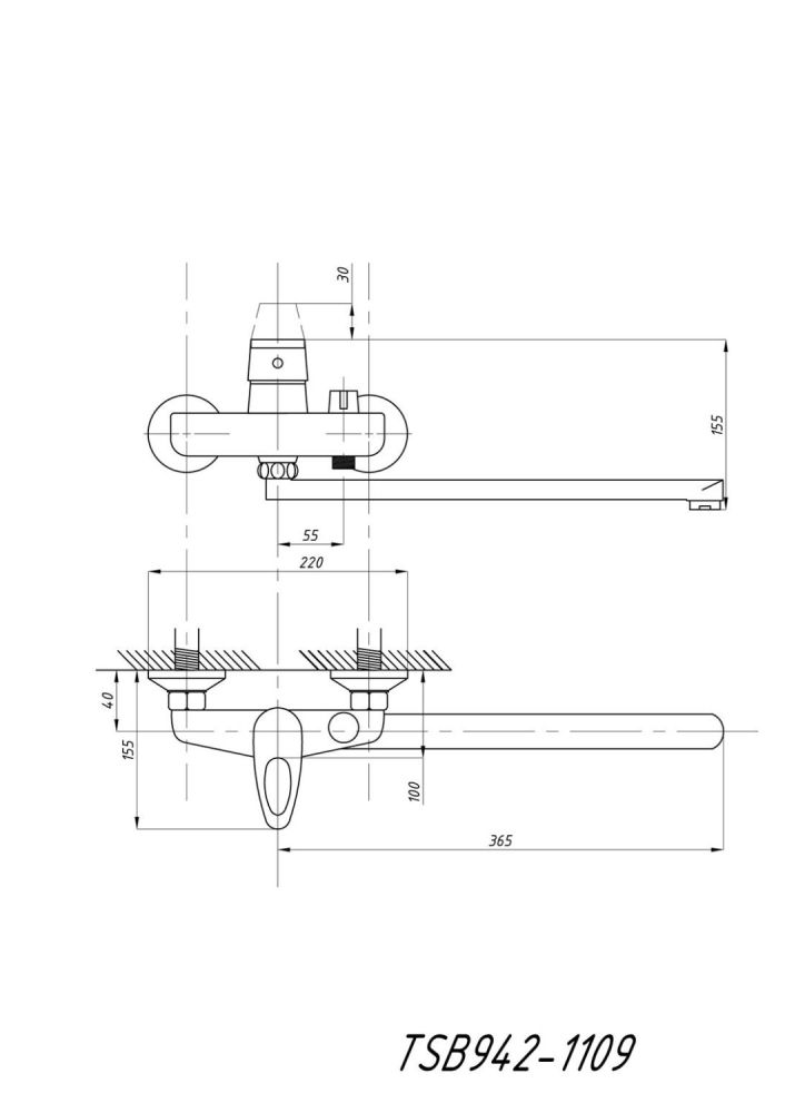 Смеситель для ванны с душем TSARSBERG (TSB-942-1109) тип См-ВУОРНШлА, артикул TSB-942-1109