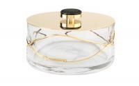 Surya Crystal Stream, круглая емкость с крышкой 16х16xh8 см, для гигиенических принадлежностей, цвет золото