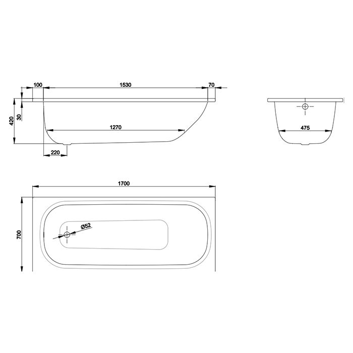 Ванна BETTE BetteForm (170*70) 2945-000 (белый, перелив стандарт.), шт