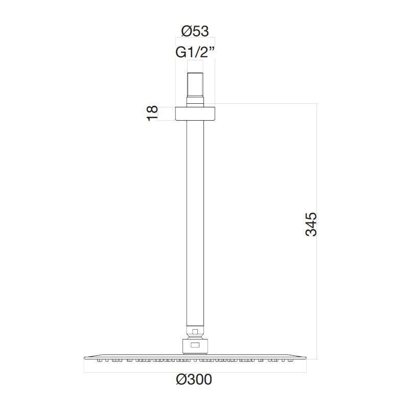 Верхний душ ультратонкий с кронштейном Fiore 30CR8641, хром