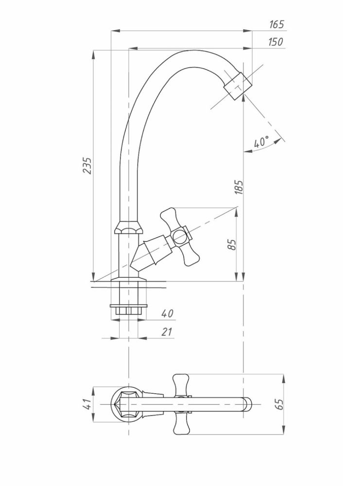 Кран для холодной воды FAUZT FZs-101-17 тип Кр-ЦБА, артикул FZs-101-17