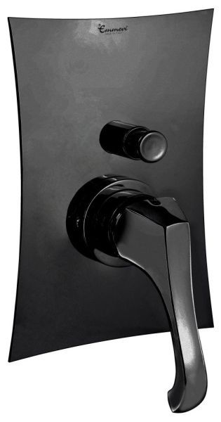Emmevi Ares, встраиваемый в стену однорычажный смеситель для душа на 2 выхода, с кнопочным дивертером, цвет черный матовый