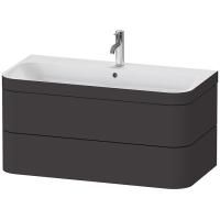 DURAVIT HAPPY D.2 PLUS Комплект мебели 975х490х468 мм, 2 ящ, с 1 отв для смес, в компл.с сиф и донным клап, раковина bi-color, цвет Графит супермат