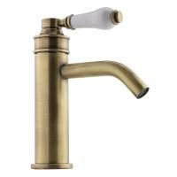 ERMITAGE MINI Смеситель для раковины моноком., ручка сверху, белый/бронза ERMITAGE MINI Смеситель для раковины моноком., ручка сверху, белый/бронза
