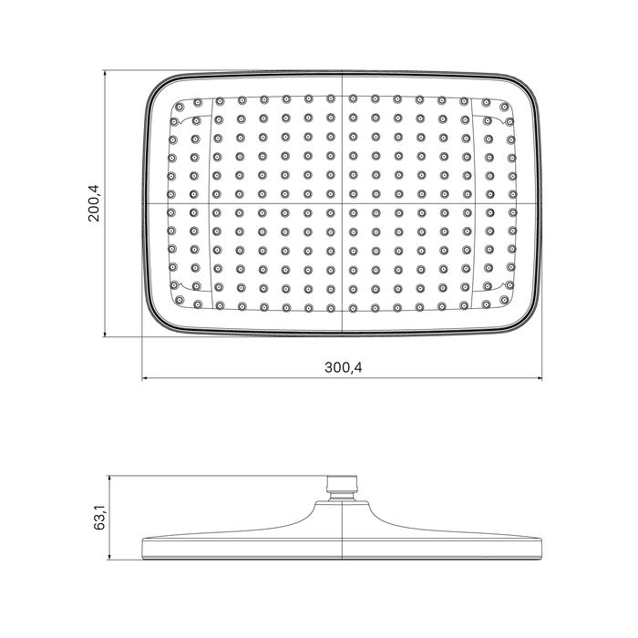 Душевая насадка верхняя прямоугольная, хром с белым, Esper, IDDIS (ESP25CSi64), артикул ESP25CSi64